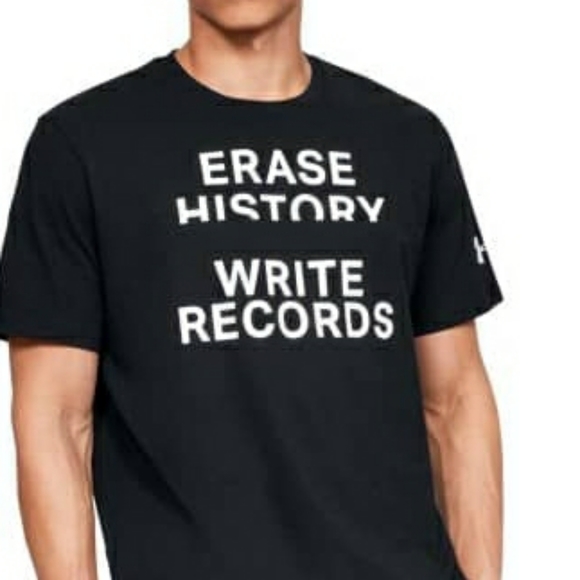 black White Graphic Erase history Write records Under Armour T Shirt 3XL New